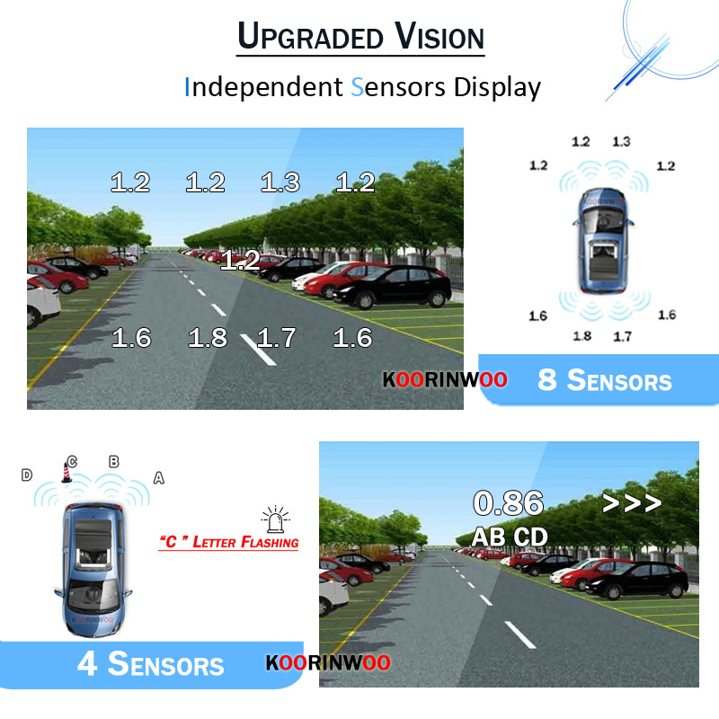 Koorinwoo 스마트 시스템 주차 센서, 자동차 P - Car Parking Sensor 8 Sensor Front Rear 리뷰 및 가격