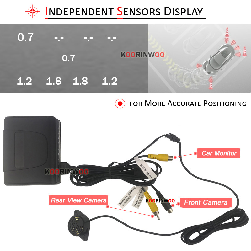 쿠린우 파크트로닉 자동차 알람 레이더 감지기 4개 주차 - Car Parking Sensor 8 Sensor Front Rear 리뷰 및 가격