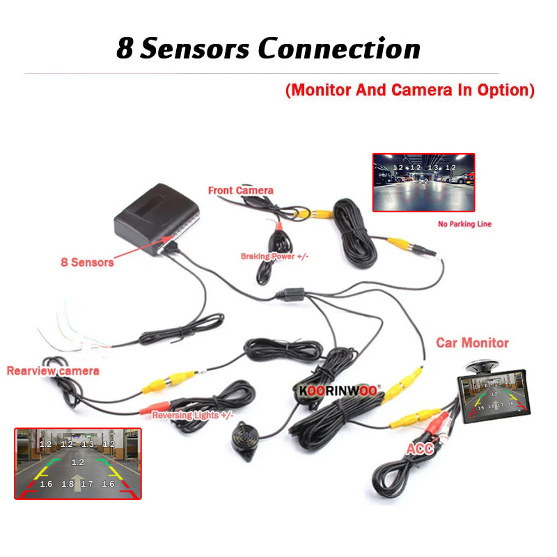 Koorinwoo 전자기 주차 센서 8개의 자동차 파크 - Car Parking Sensor 8 Sensor Front Rear 리뷰 및 가격
