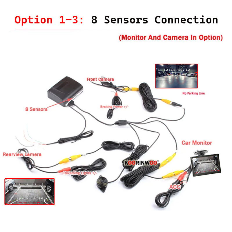 쿠린우 자동차용 지능형 시스템 파크트로닉스 4/8 다이 - Car Parking Sensor 8 Sensor Front Rear 리뷰 및 가격